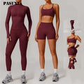 PASUXI Hot Sale Spandex 4 Piece Set Sport Yoga Suit Long Sleeve Top Soft Butt Lift Fitness Leggings Lightweight Gym Fitness Sets