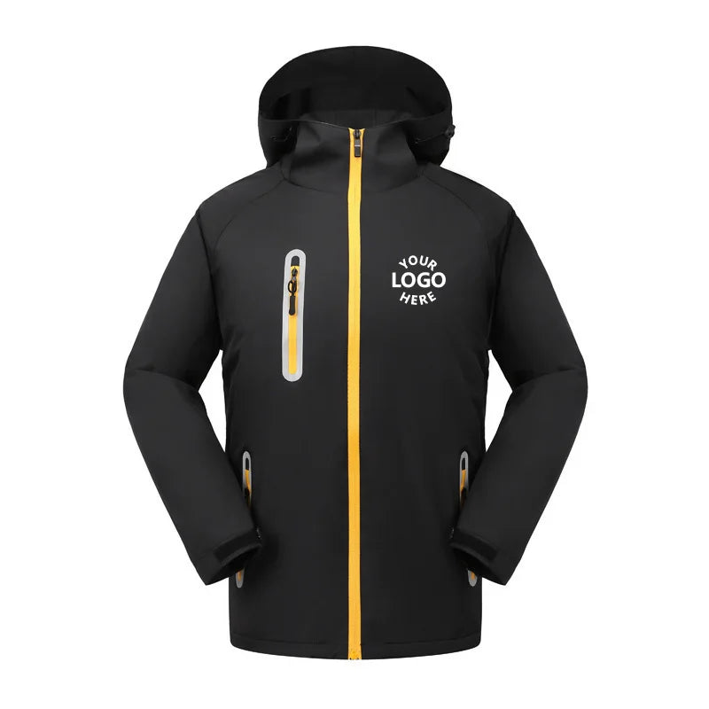 Custom Outdoor Waterproof Fleece Jacket Clothing Utility Hood Rain Coat Hiking Windbreaker for Men