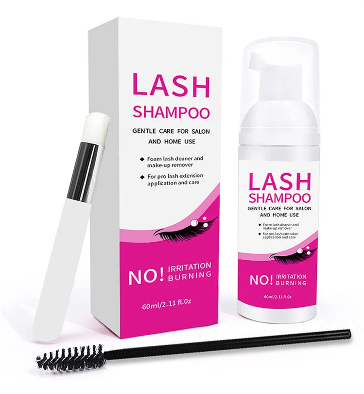 Private Label Eco-friendly Eyelash Cleanser Foam 60ml Plastic Container Lash Shampoo Kit for Organic Lash Extension