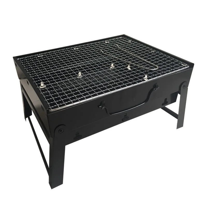 Metal Bamboo Charcoal Portable Folding Outdoor Hiking Camping BBQ Black Grill