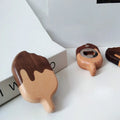 Custom Logo Ice Cream Shape Wooden Beer Bottle Opener With Magnet Beech Wood Black Walnut Wood Opener for Bar Restaurant
