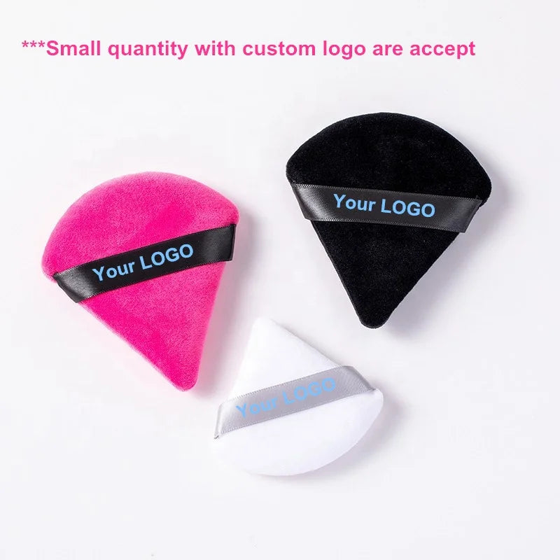 Good Quality LOGO Customization Cosmetic Makeup Triangle Powder Puff Triangle Design Makeup Soft Velvet Sponge Puff