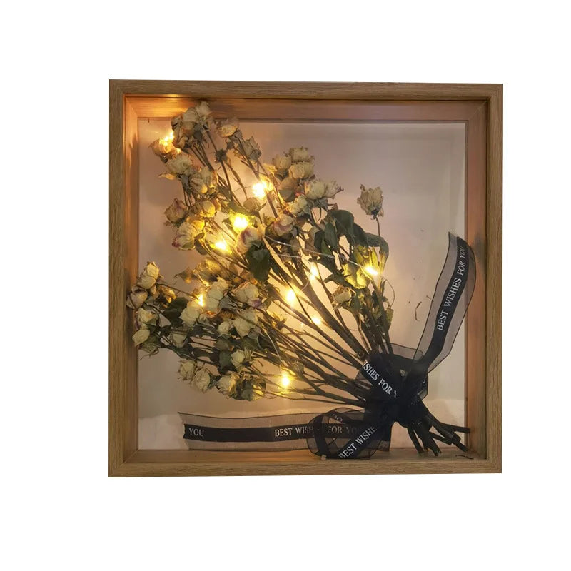 Home Decor Wood Shadow Box Glass Dried Flower Decoration Gift Box Wall Hanging Photo Frames