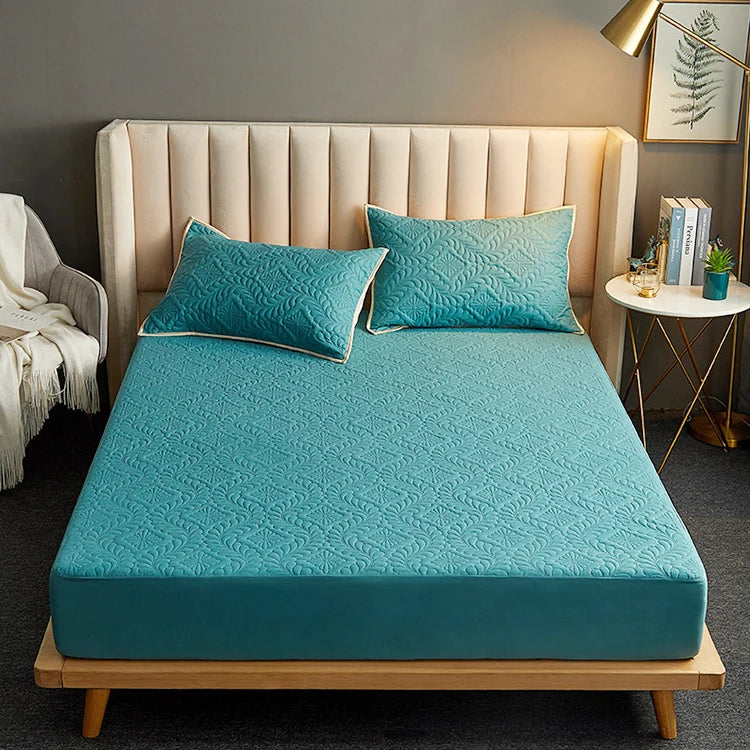 Luxury Full-Size Modern Design Brushed Fabric Bed Sheet Protector Waterproof Family Fitted Sheets & Pillowcases Set for Hotels