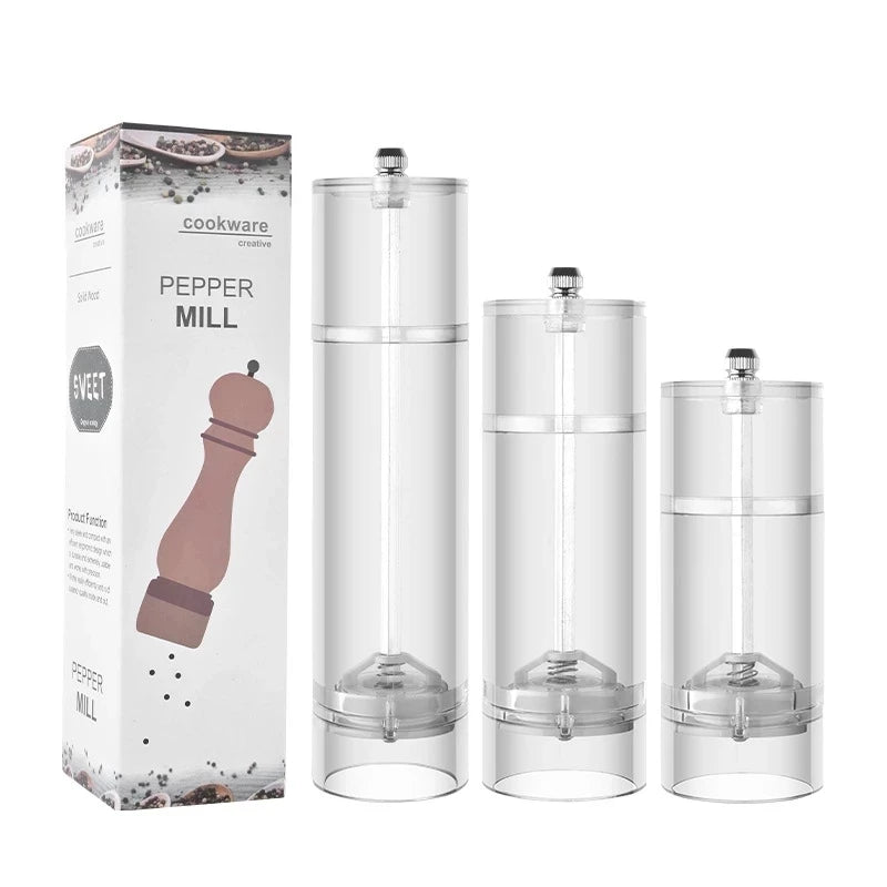 Pepper Grinder Glass Tall Body Manual Spices Mills Sea Salt Peppercorns Kitchen Accessories Salt and Pepper Grinder Set