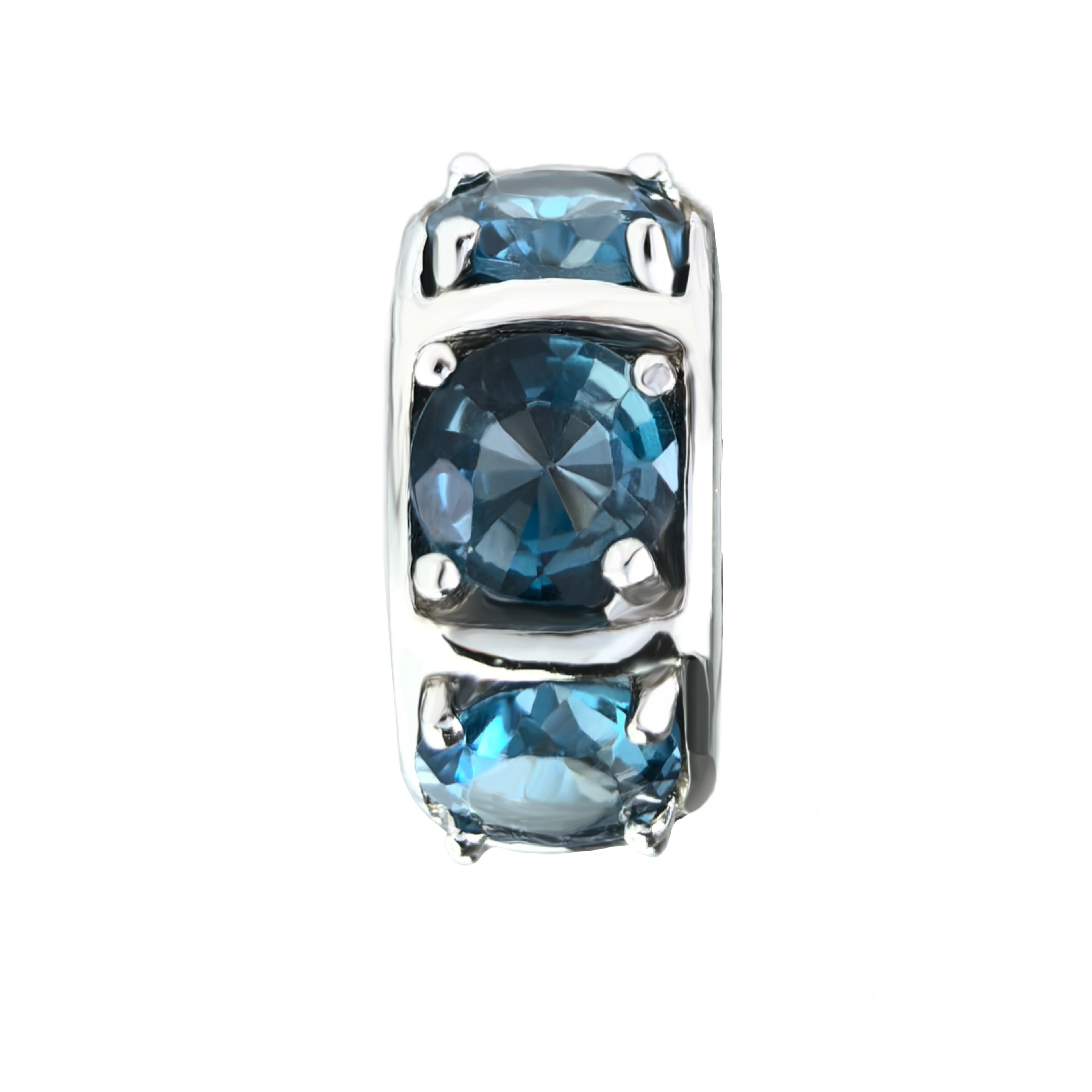 Delicate Rhodium Plated 925 Sterling Silver London Blue Topaz Pendant Women's Birthday Gift Charm