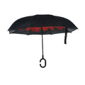 High Quality Promotion Double Canopy Custom Print Hands Free Hook Shape Upside-down Handle Inverted Reverse Car Umbrella