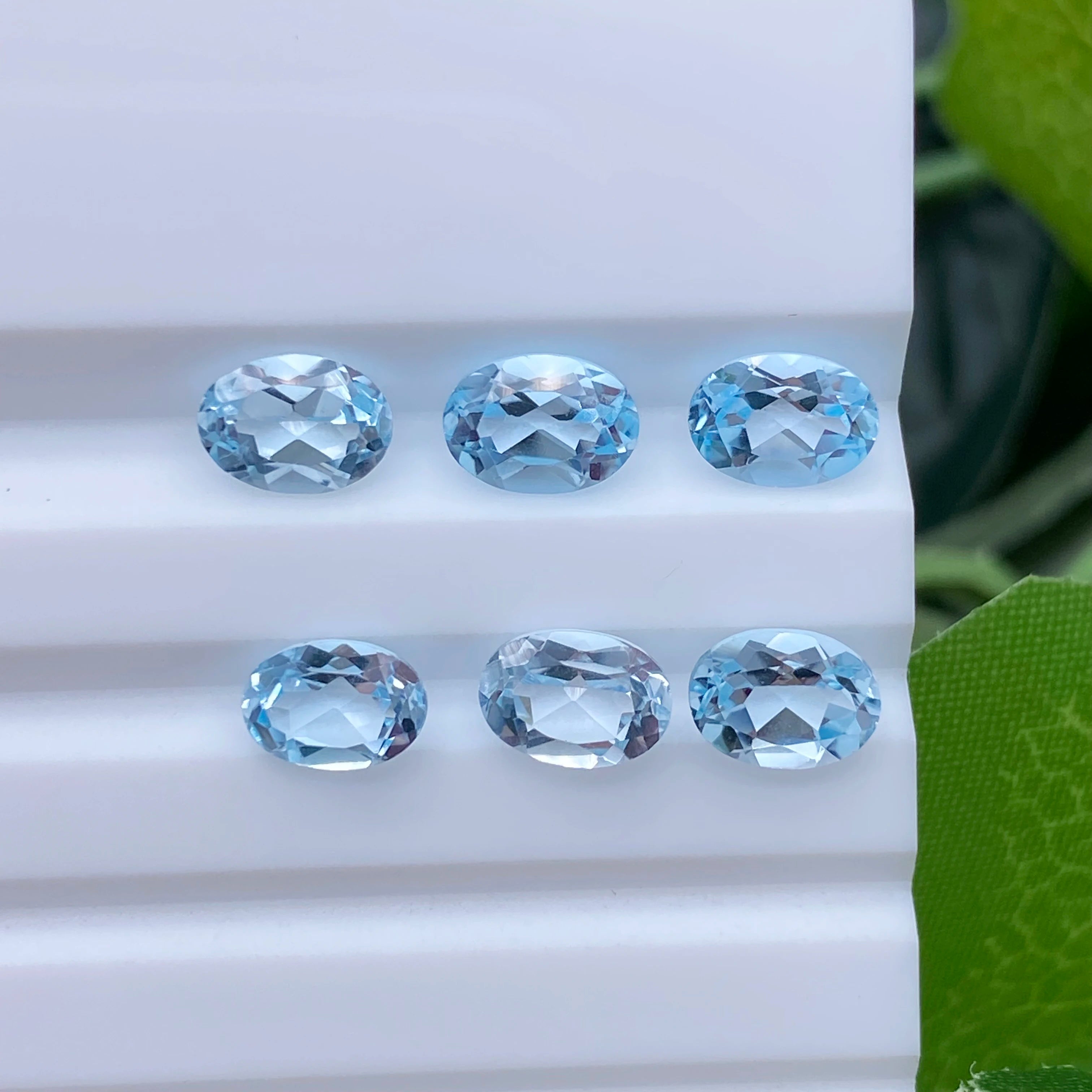 Oval Shape 4x3mm~10x8mm Good Quality Faceted Cut Loose Gemstones Sky Topaz for Jewelry Making Sky Blue Topaz