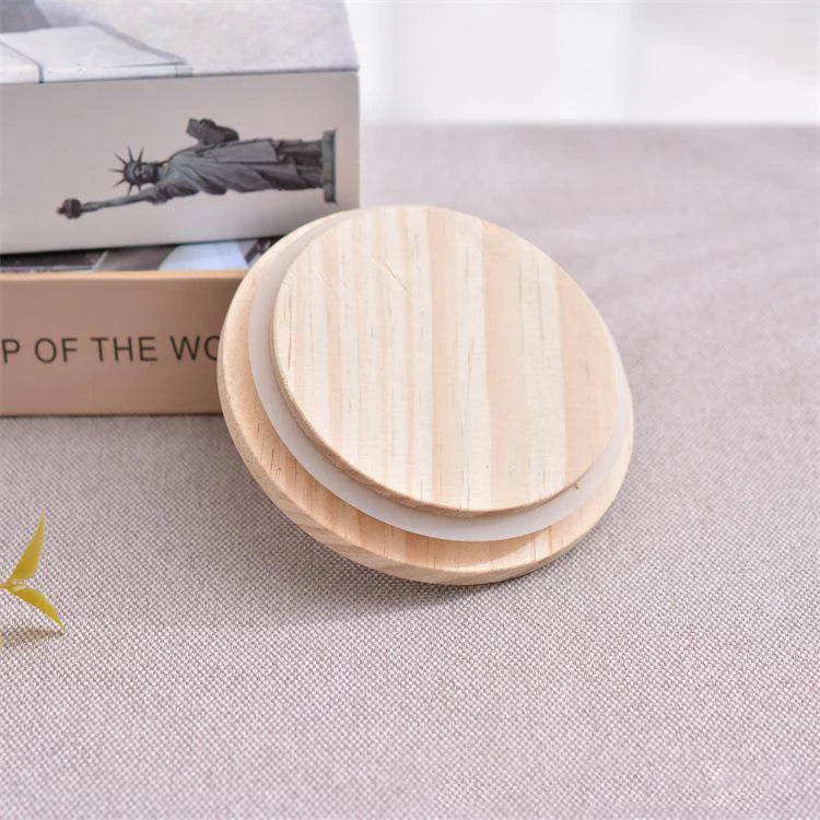 Wholesale Nature Style Bamboo Wood Lids with Sealing Ring Suitable for Glass Bottle Candle Jars Water Cup