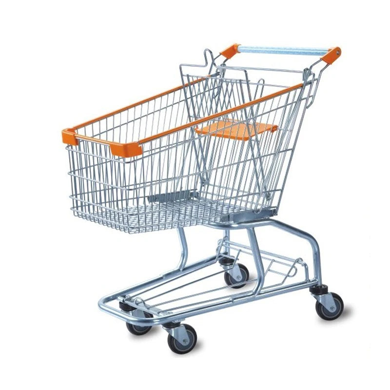 100-Litre Supermarket Steel Trolley Cart Super Market Shopping Trolleys with Wheels