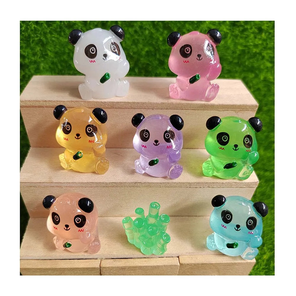 Mini Panda Figurines Resin Luminous Panda Ornament Decorative Glow in  Dark Animals Miniature for Home Shelf Decor