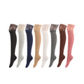 Women's New Style Over-the-Knee Lace High Thigh Socks Spring Autumn Cotton Breathable Knitted Vertical Stripe Non-Slip Stockings