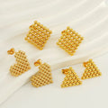 New Arrival Titanium Steel Round Bead Square Stud Earrings 18K Gold Plate Stainless Steel Geometric Heart Earrings for Women