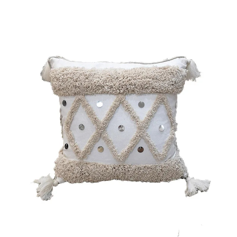 Home Decor Handmade Tufted Pillow Covers Luxury Embroidery Tassel Cushion Cover Throw Pillowcase