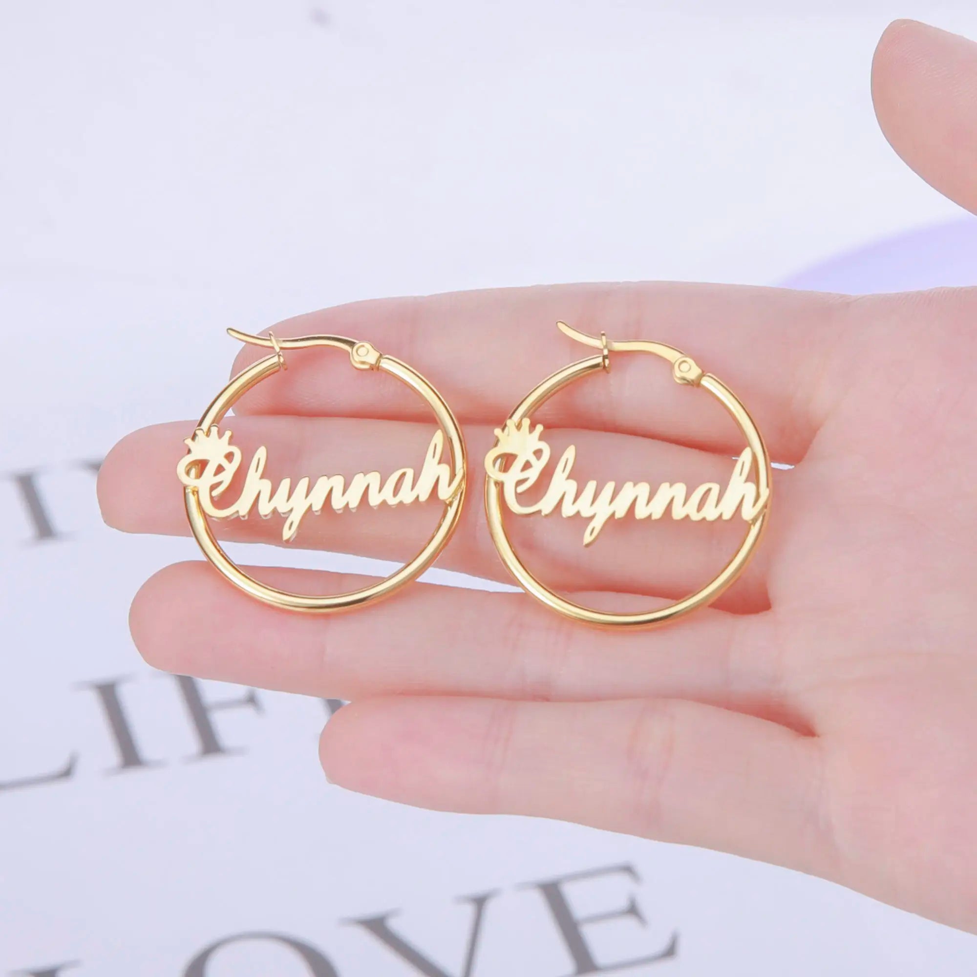 Hip Hoop Earrings Stainless Steel Personalized Name Gold Earrings Design for Women and Girls
