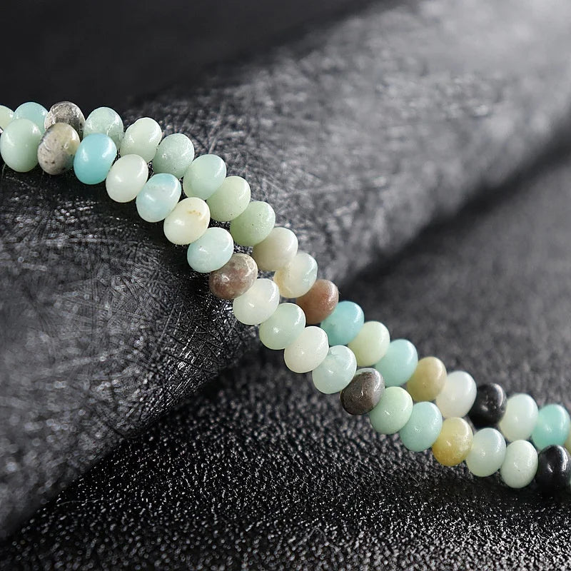 Natural Beads for Jewelry Making Multicolored Amazonite Rondelle Abacus Spacer Meditation Gemstone Loose Beads 15.5"