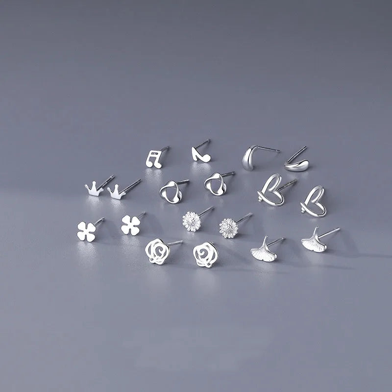 New Design S999 Silver Small Stud Earrings Fashion Delicate Personality Charm Earrings Jewelry for Women Men
