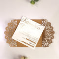 Modern Luxury DIY Wedding Invitation Cards Gold Foil and White Paper Classic Laser Cut Fold Design with Music and Angel Style