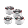 Zogifts 9-Piece Round 304 Stainless Steel Cookware Set Casserole Dish With Lid Sustainable Non Stick Round Home Kitchen Hotel
