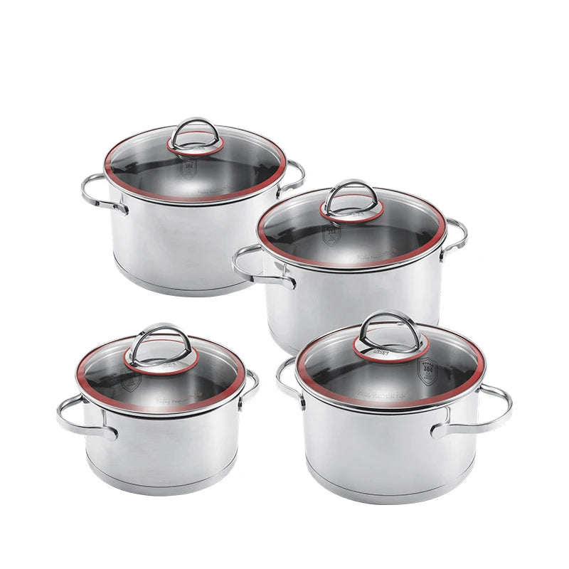 Zogifts 9-Piece Round 304 Stainless Steel Cookware Set Casserole Dish With Lid Sustainable Non Stick Round Home Kitchen Hotel