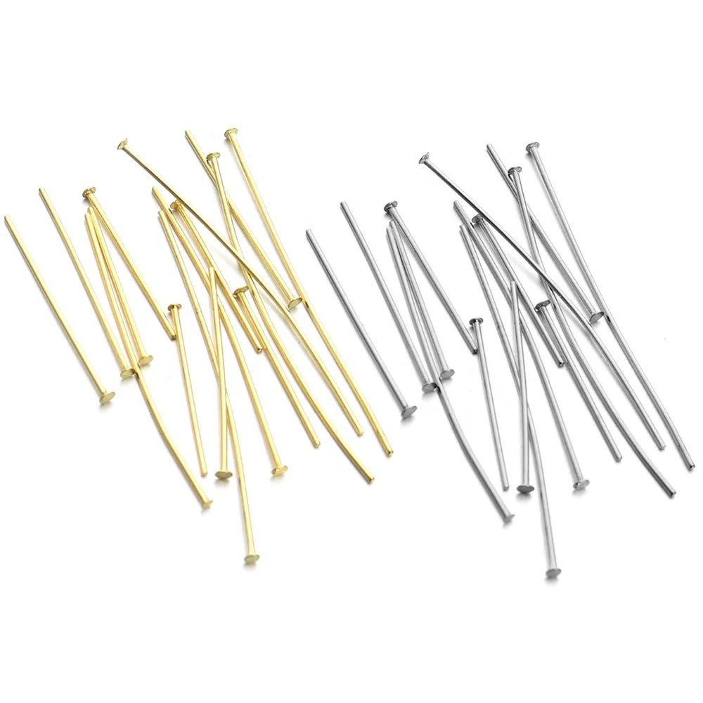 Wholesale Stainless Steel 0.6-15mm/20mm/ 25mm/30mm/35mm Gold Steel Color T Pins for DIY Jewelry Accessories Components Findings