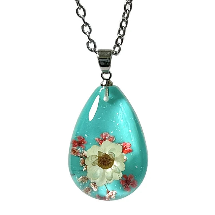 IVR Brand  Boho Necklace Dried North Flower Necklace Charm Resin Pendant for Women
