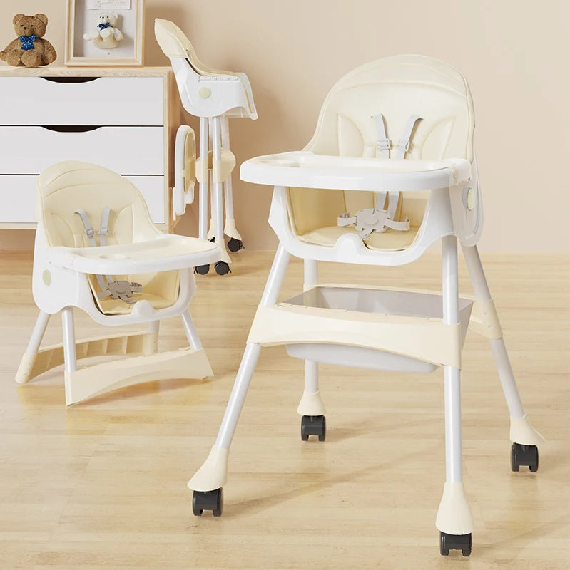Modern Home Children's Dining Chair Foldable Pulley Movement Multi-Functional for Infants 0-6 Years Old Kindergarten Park Use