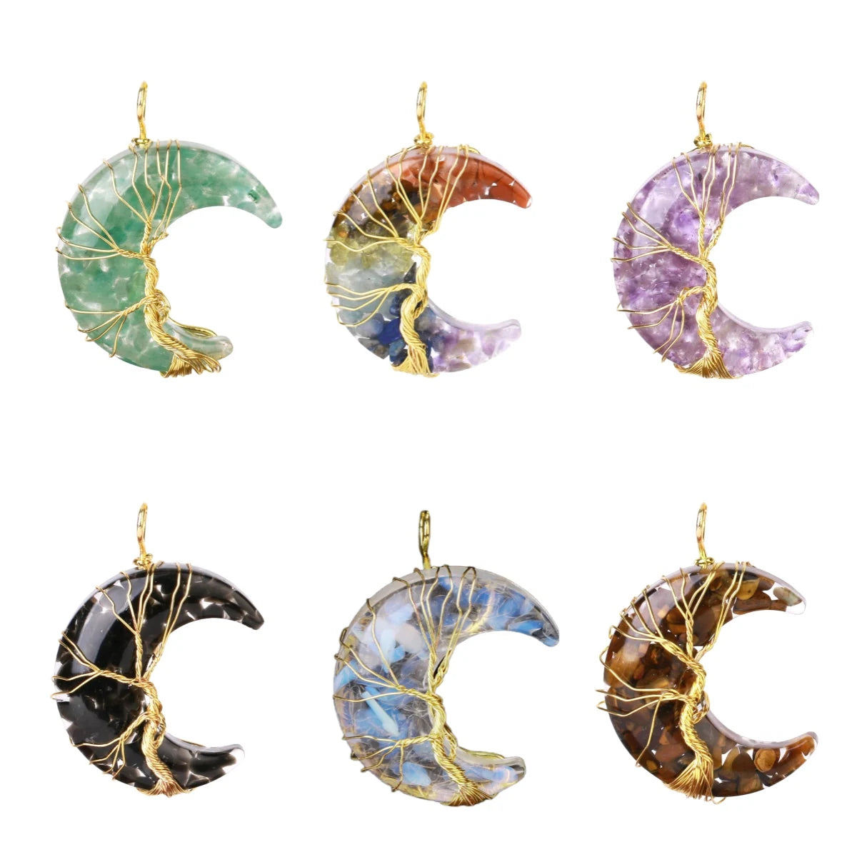 Wholesale High-Grade Christian Children's Natural Energy Healing Phases of the Moon Stone Pendant Accessories