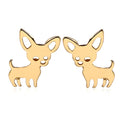 Cute Non Tarnish 18K Gold Silver Plated Stainless Steel Chihuahua Dog Shaped Stud Earrings Jewelry For Women