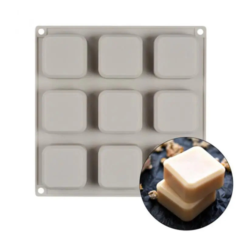 9 Cavity Square Silicone Chocolate Soap Mold DIY Handmade Cake Tools for Soap Making Pudding Resin Ice Cube Molds