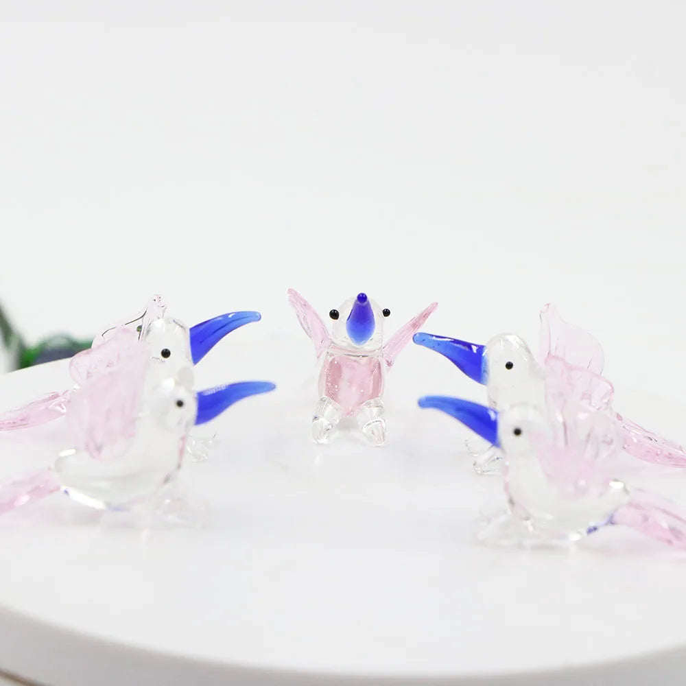 Wholesale Factory Sell Pink Miniature Handmade Murano Lampwork Glass Bird Ornament Figurine for Decoration or Gift