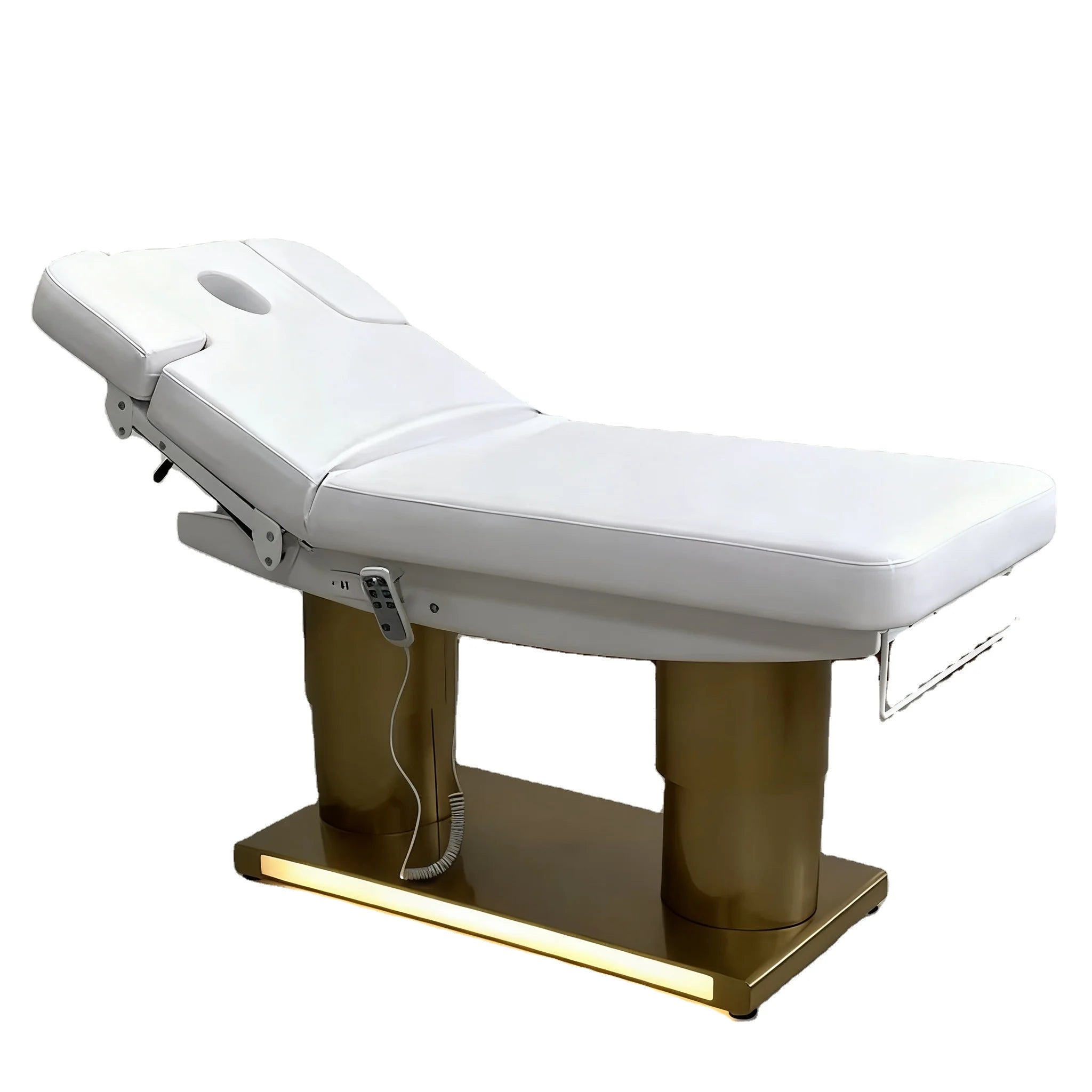 Kisen Luxury Wholesale Led Light Multi Functional Spa Beauty Facial Salon Bed 4 Motor Electric De Professionnel Massage Table