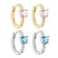 OAHLAN 14K Gold Plated S925 Sterling Silver Hoop Earrings Heart Pink Zircon Fine Jewelry for Women's Parties Wedding Gifts