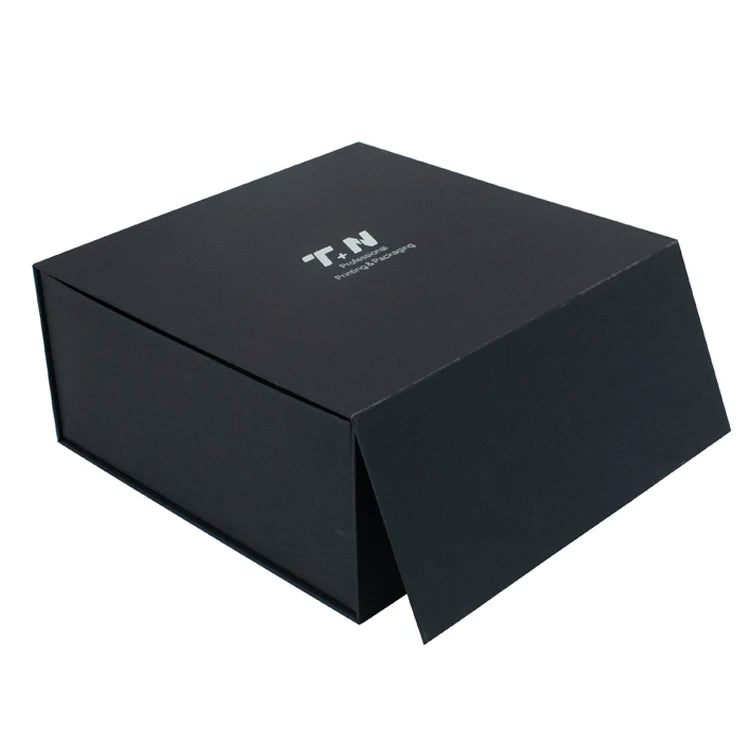 Custom Black Kraft Paper Foldable Gift Boxes with Glossy Lamination Recycled Rigid Boxes for Cosmetic & Skin Care Packaging
