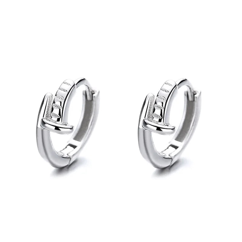 Simple Ear Rings Thick Sterling Silver 925 Hoop Earrings Wholesale