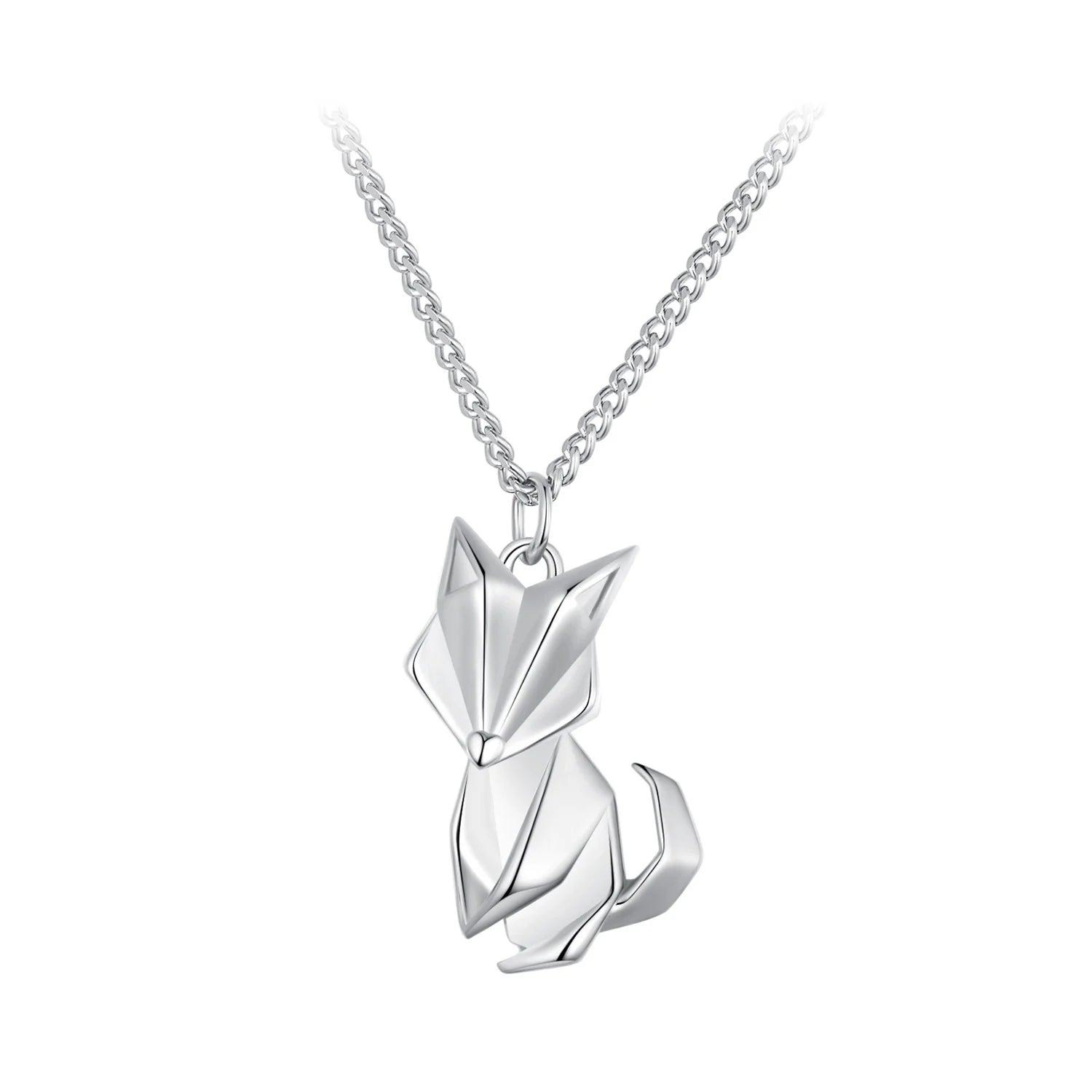 Solid 925 Sterling Silver Fox Necklace for Women Cute Animal Charms with Zircon Lovely Girls Birthday Jewelry Gift BSN319