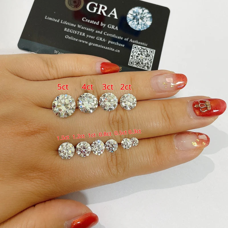 Hot Sale DEF VVS Round Brilliant Cut Loose Moissanite 3.5-5mm GRA Certified for Fine Jewelry Making and Engagement Rings