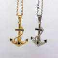 Punk Men Boat Anchor Pendant Stainless Steel Cross Anchor Pendant Necklace Vintage Navy Mooring Rope Anchor Necklace
