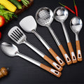Stainless Steel American Style 4-Piece Skimmer & Slotted Spatula Kitchenware Set with Soup Spoon Strainer and Cooking Utensils