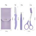 3pcs Beauty Makeup Purple Tweezers Extension Scissor Razor Eyebrow Grooming Kit for Eyebrow Trimmer