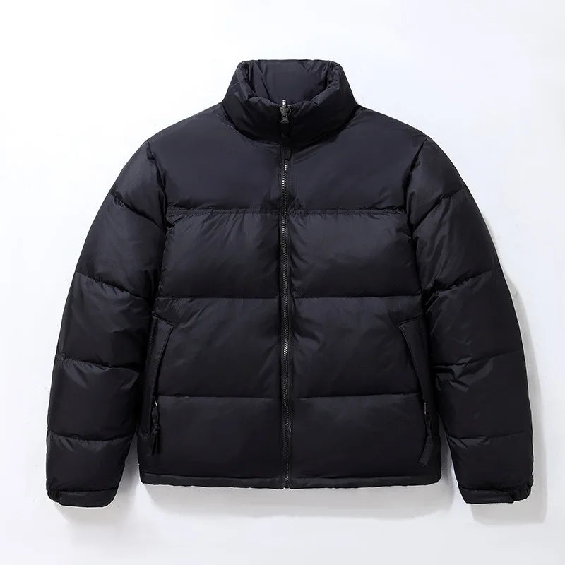 Custom Logo Down Puffer Jacket for Men New Arrival Thick Winter Warm Reversible Stand Collar Breathable Fabric Size XL