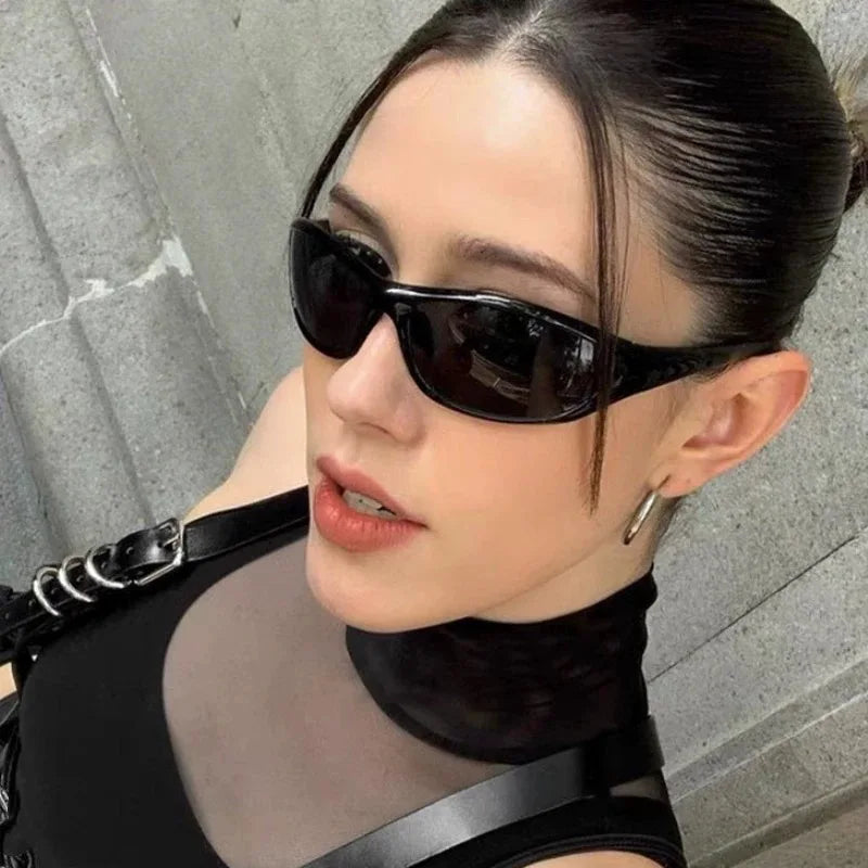 UNOC Y2K Retro 2000's Sports Sunglasses Windproof Bicycle Eyewear for Outdoor Running Cycling Riding UV400 Sun Blue Gray Red MegaBDM