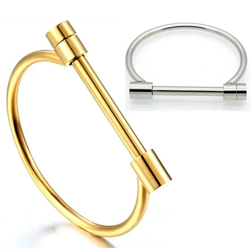 Nabest Fine Jewelry Horseshoe Bracelet Bangle Bar Screw Shackle Bangles Stainless Steel D Shape Cuff Bracelets