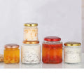 150ml 200ml 280 ml 380ml 500 ml Clear Metal Top Bottle Round Storage Honey Jam Pickles Glass Jar With Metal Lid