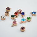 12-Stone Birthday Stone Pendant 6mm Hole Stainless Steel Rose Gold Fittings 12 Stained Glass Pendants Charms