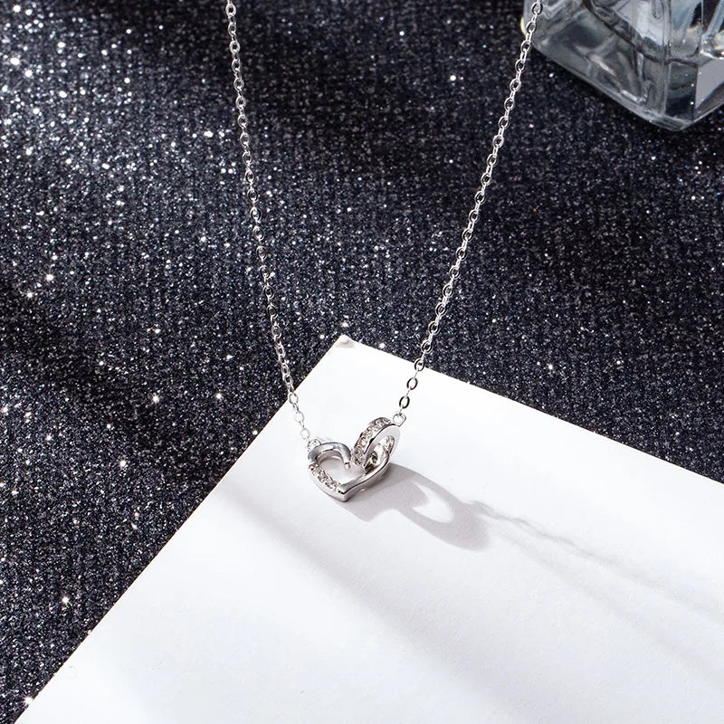 Everyday Love Token Tiny I Love You Heart Necklace Sparkling CZ Diamond on Delicate Chain Perfect Promise Gift for Her