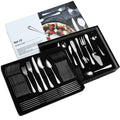 Hot Sale Gift Double Layer Stainless Steel Cutlery Gift Box 72 Pcs with Western Black Flatware Set