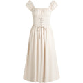 Square Neck White a Line Casual Dresses Fashion Simple Long Dress