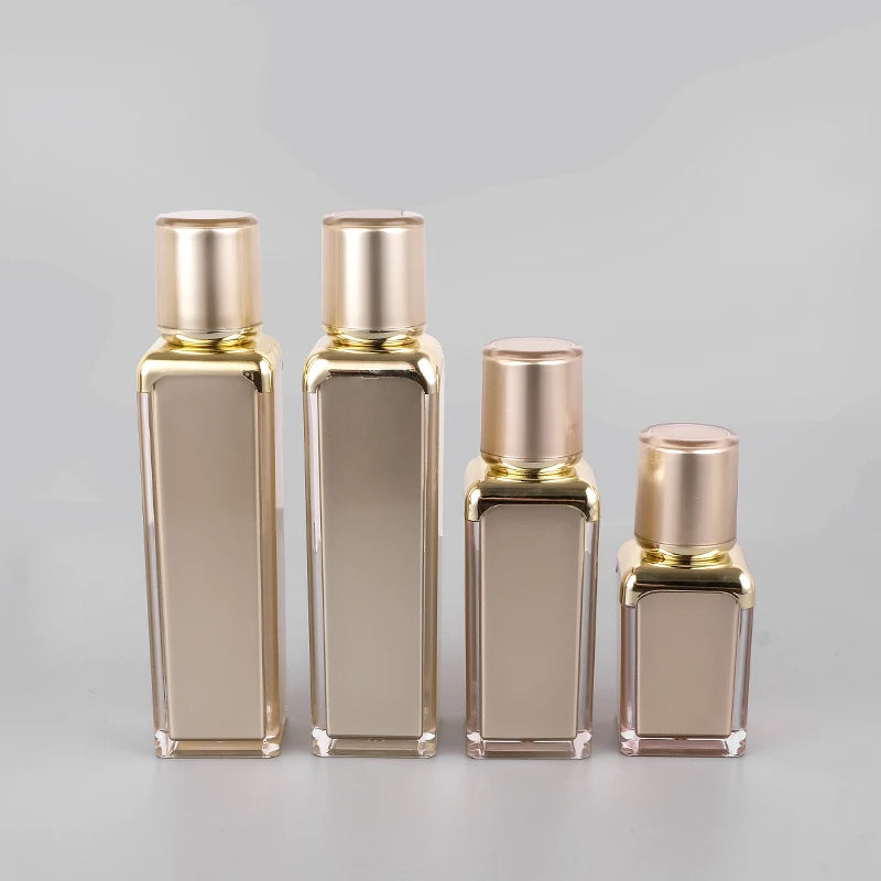 In Stock Square 15ml 30ml 50ml Plastic Brown Bottle Lotion Luxury Custom Pump Bottle Packaging