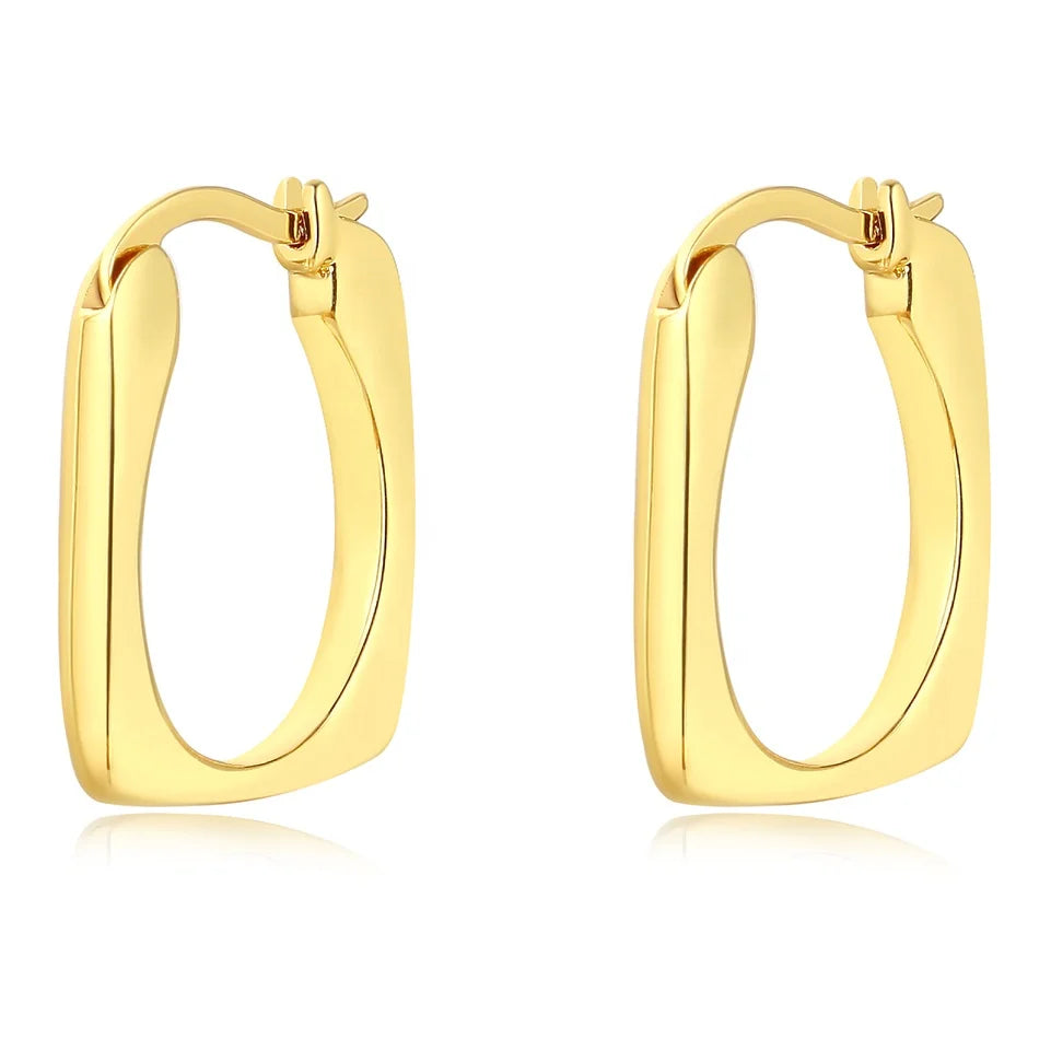 Wholesale Ins Style Niche Design Brass Plating Real Gold Wild Geometric Square Earrings for Women